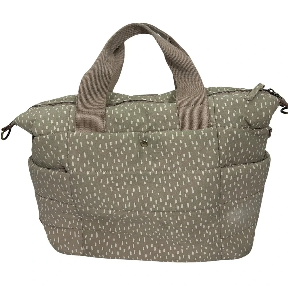 Storksak London Tote Changing Bag Diaper Bag Tan Dash Print V98-657